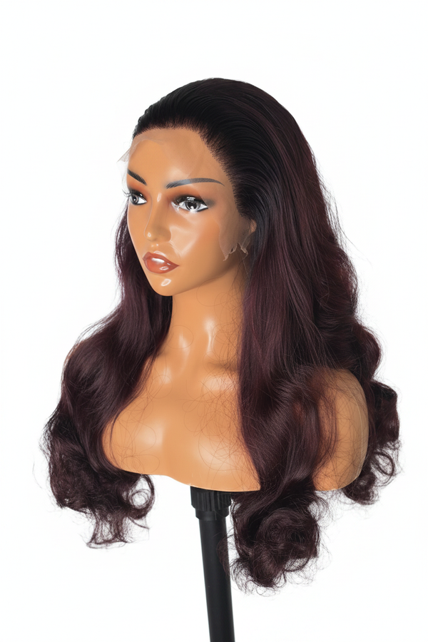 WINI Bounce Curls Frontal Wig – Burgundy Side View